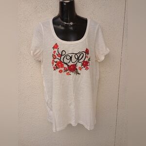 Torrid White Graphic Short Sleeve T-Shirt Summer Floral Casual Spring Everyday